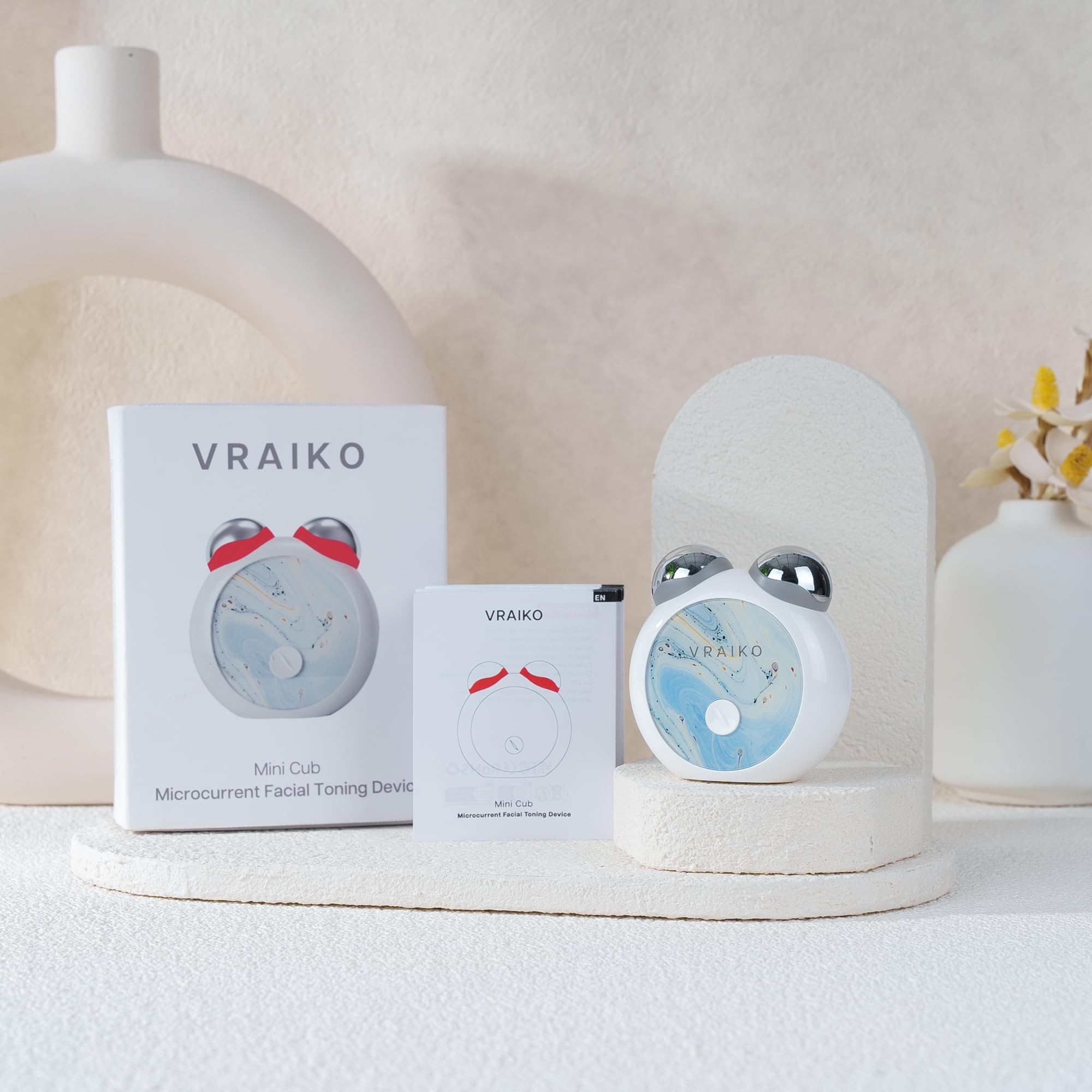 VRAIKO MiniCub Dispositivo Facial de Microcorriente, Escultor de Mandíbula y Tonificador Facial para Lifting, Contorno y Reducción de Papada