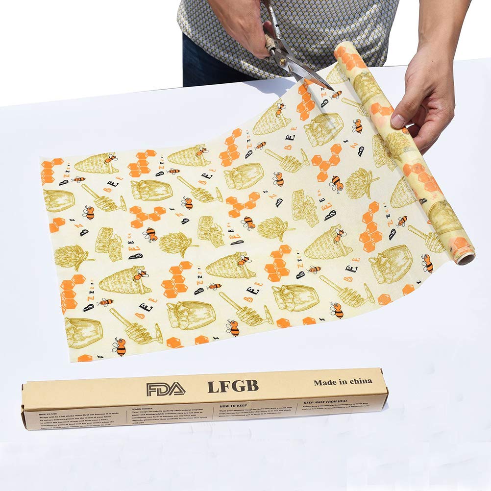 Fdit Emballage Alimentaire en Cire D'abeille, Papier D'emballage en Coton
