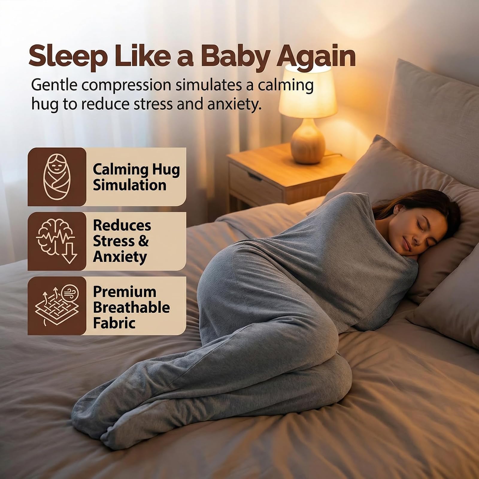 Sleep Pod Adulte, Couverture portable avec capuche, Sac de couchage à compression pour soulager l'anxiété, Tissu extensible respirant, Sac de couchage portable pour voyage, camping et ma XL(200*50cm)