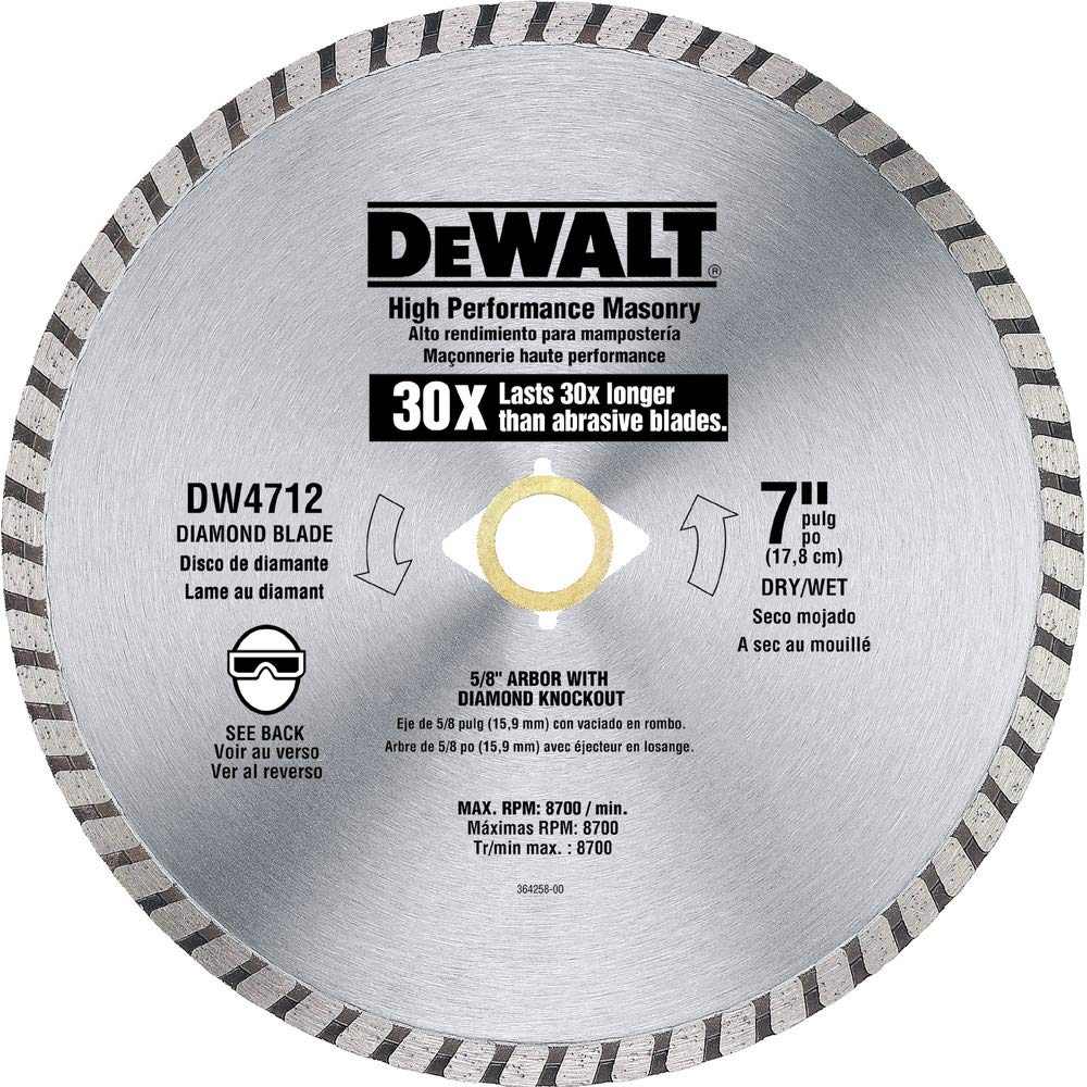 Diamond Blade for Masonry, High Performance, 7-Inch (DW4712B)