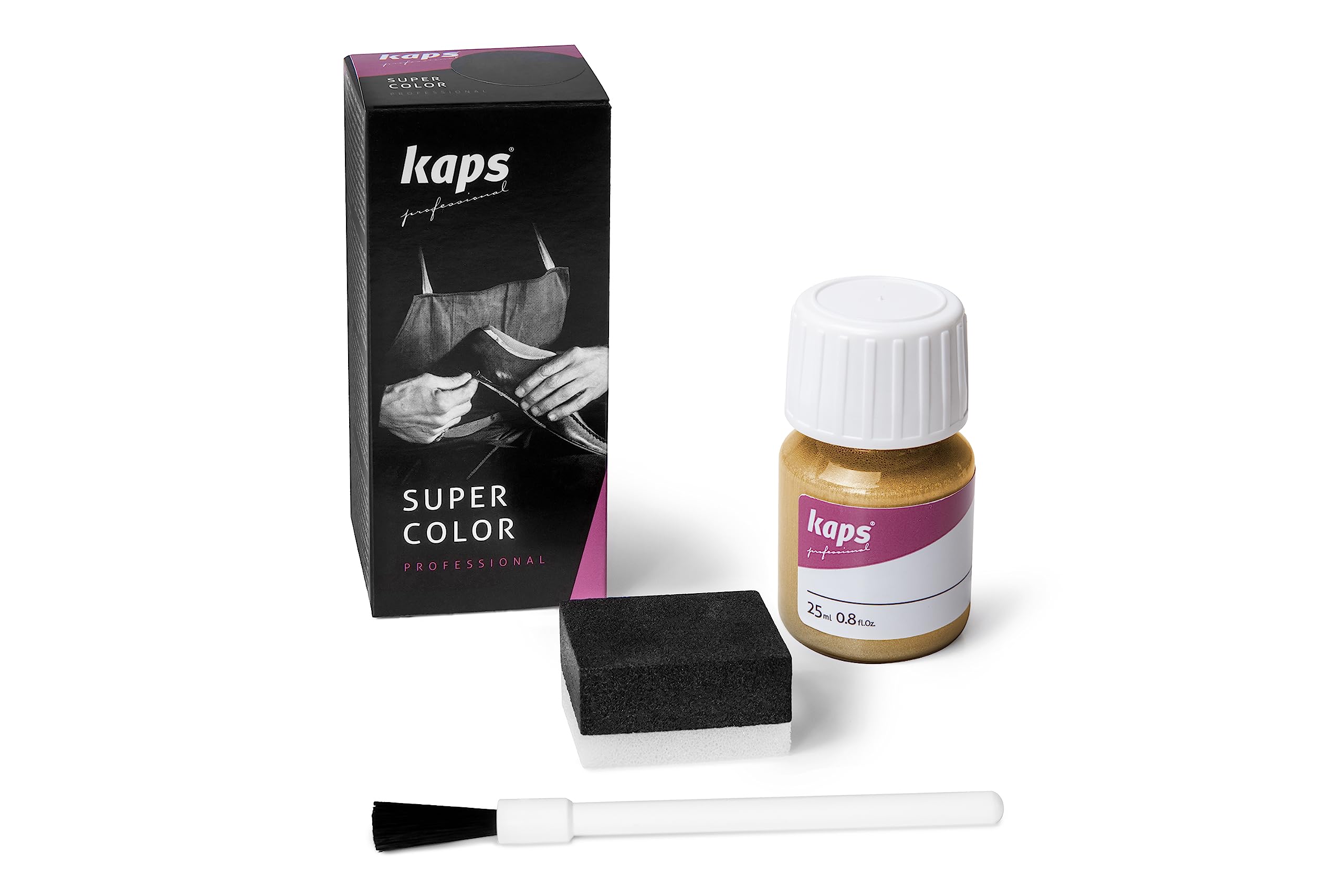 Tinte para Zapatos y Bolsos de Cuero y Textil con Esponja y Brocha, Kaps Super Color, 70 Colores (117 - azul marino) — view 57