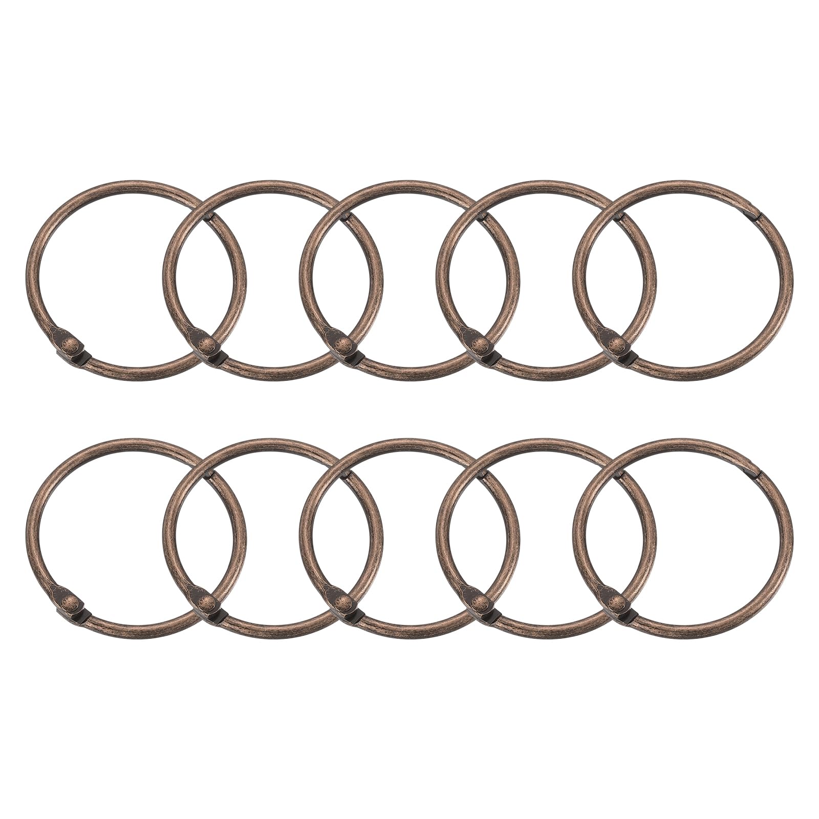 sourcing map Shower Curtain Rings,24pcs - Carbon Steel Round Snap Shower Curtain Hooks, 1.5 Inch Loose Leaf Binder Rings for Shower Curtain Rods (Copper)