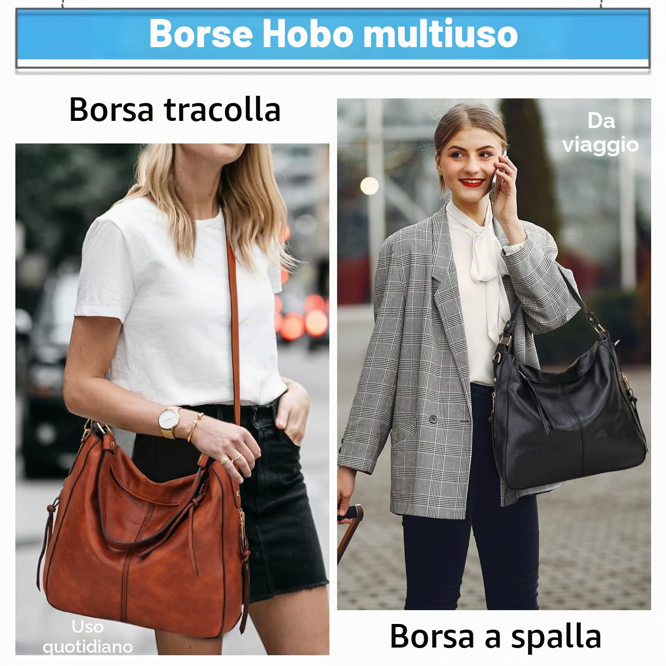 VX VONXURY Borsa a Tracolla Donna, Elegante Grande Borse Donna Hobo in Vegan Pelle Tote Bag per lavoro e viaggio
