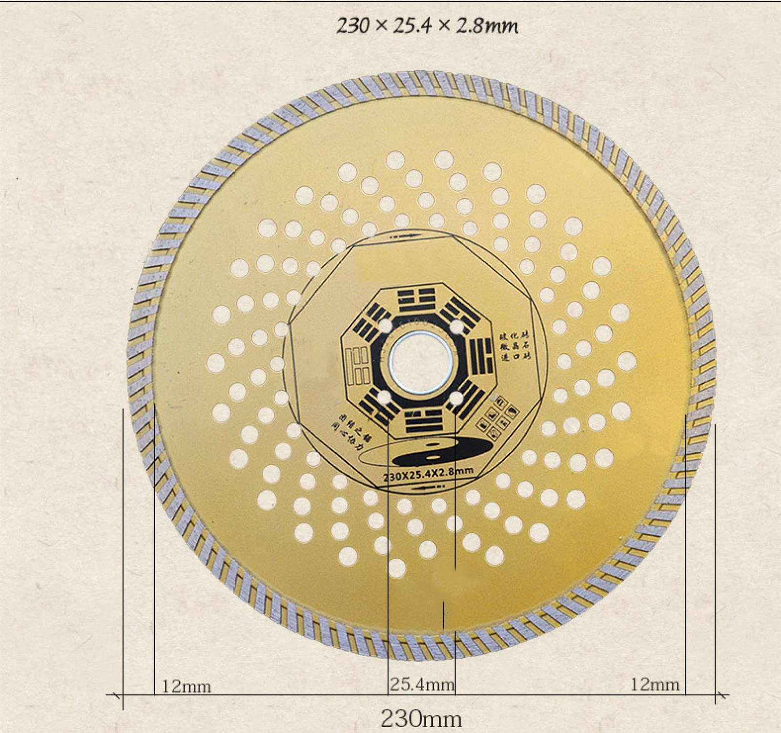 Diamentowa tarcza szlifierska, 9 cali 230 mm * 25,4 * 2,8 Ultracienka diamentowa tarcza tnąca do marmuru Tarcza tnąca do płytek ceramicznych Tarcza diamentowa do cięcia na sucho i mokro MX0