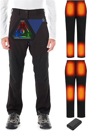 CYCYHEAT Heated Pants for Men and Women, Snow Ski Waterproof Softshell Snowboard Pants, 20000mAh 7.4V Battery