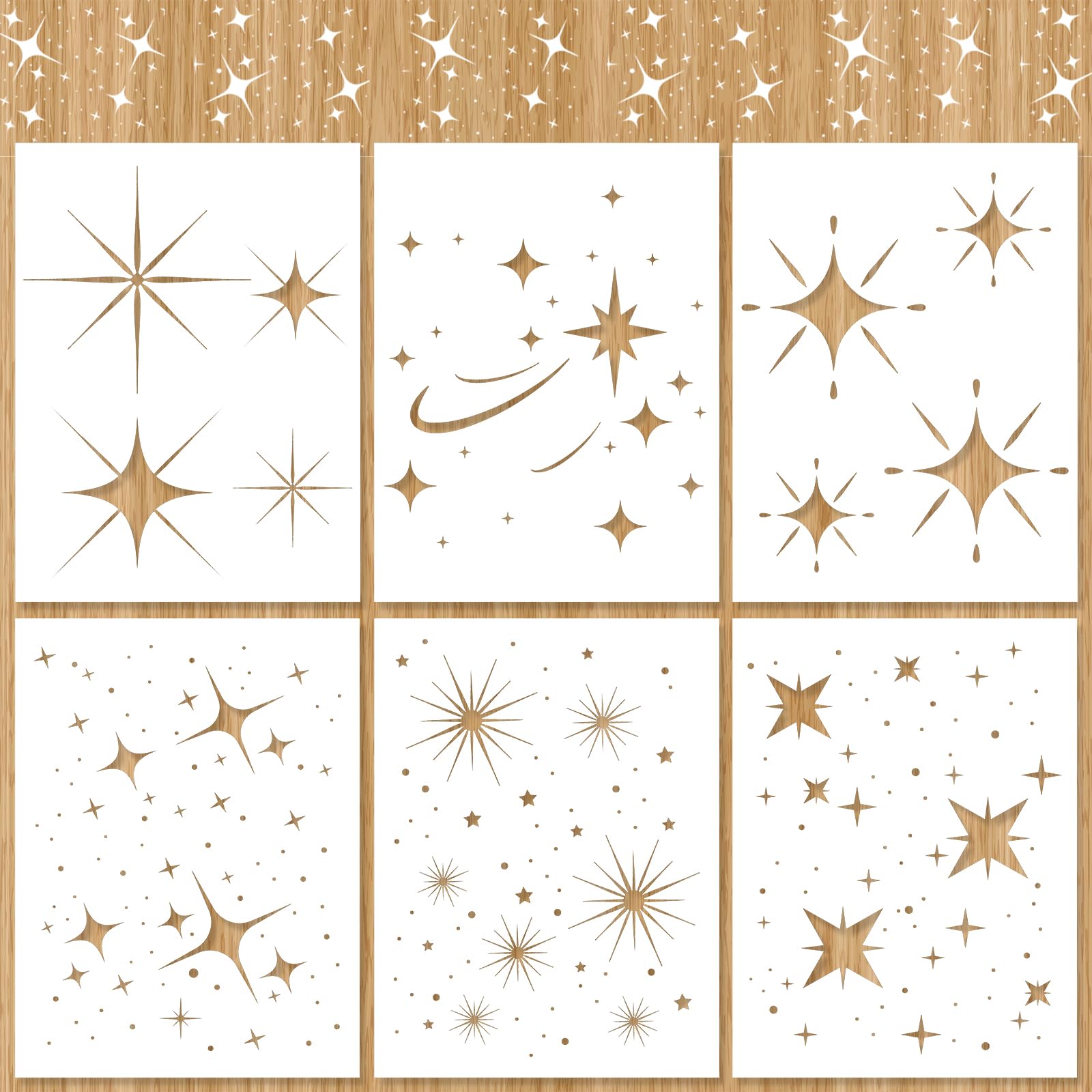 6pcs Twinkle Star Stencils