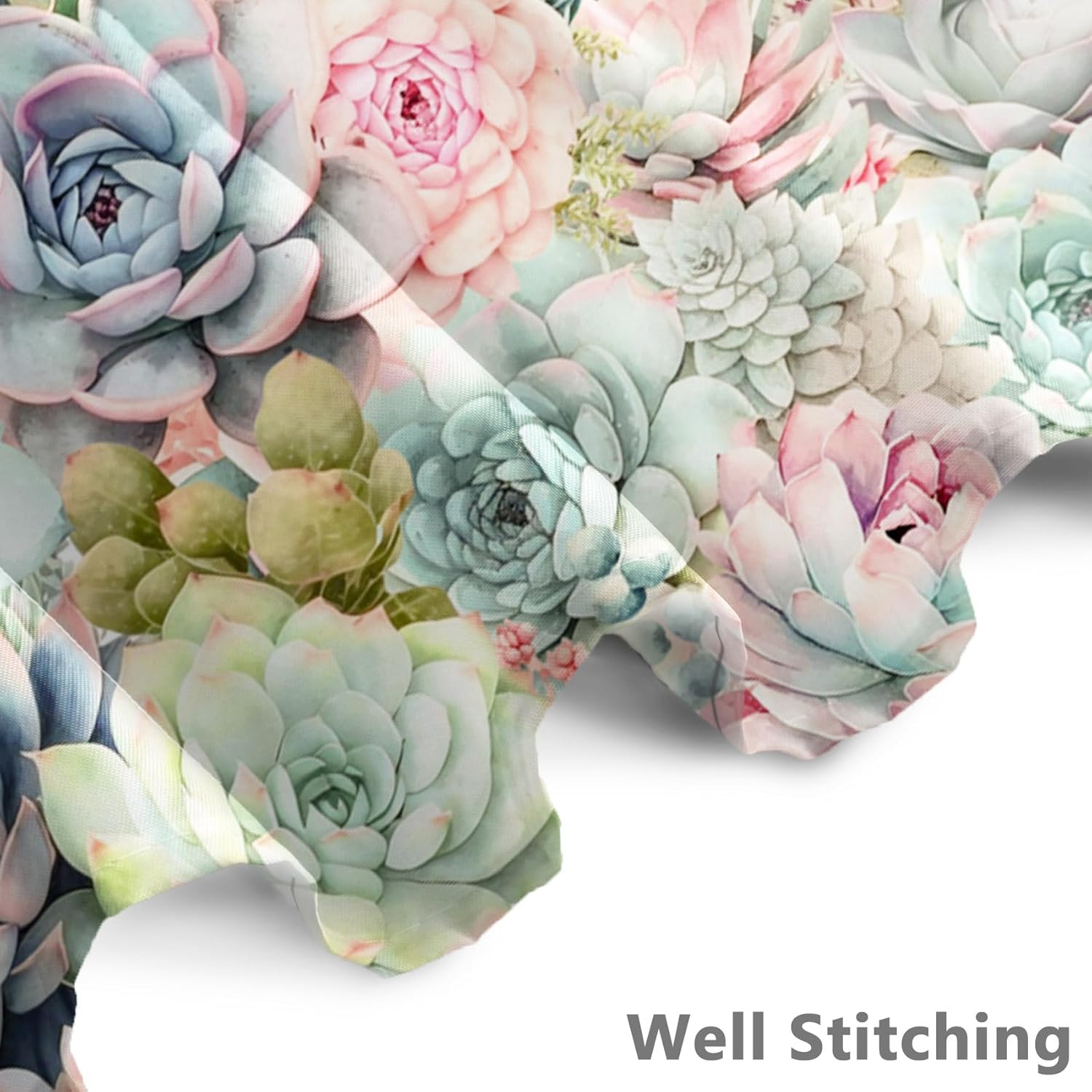 Renaiss 60x72 Inches Succulent Shower Curtain for Bathroom Colorful Cactus Garden Tropical Botanical Plant Green Purples Pink Floral Blossom Bath Curtains Set Waterproof Polyester with Hooks