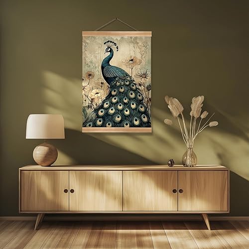 Miniatura 7 de ZTGDA Póster vintage de lienzo de lino con marco de madera, pájaro botánico clásico para colgar en la pared para dormitorio, sala de estar,