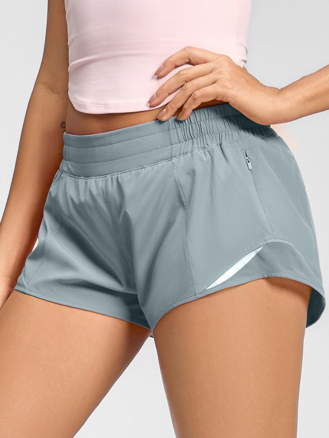 MCEDAR Women's Running Shorts Low Waisted 2.5",Lightweight Active Workout Quick Dry Gym Athletic Sports Shorts Zip Pocket - Image 5