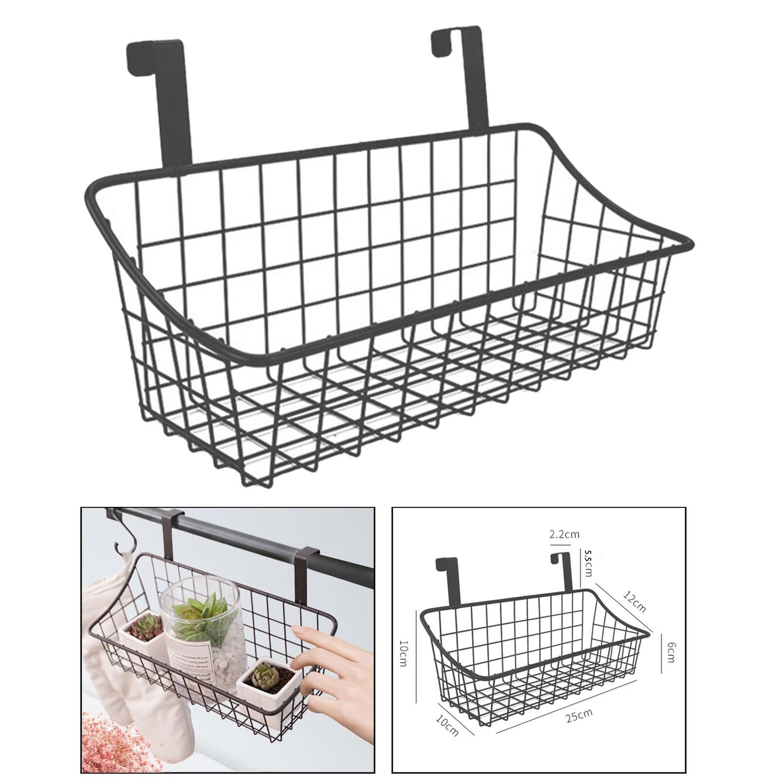 Cesta de pared colgante de alambre de metal – Recipiente multiusos para dormitorio y hogar y funcional, 10 x 10 x 25 cm, ahorro de espacio