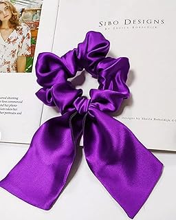 رباط شعر حريري مع فيونكة، بنفسجي