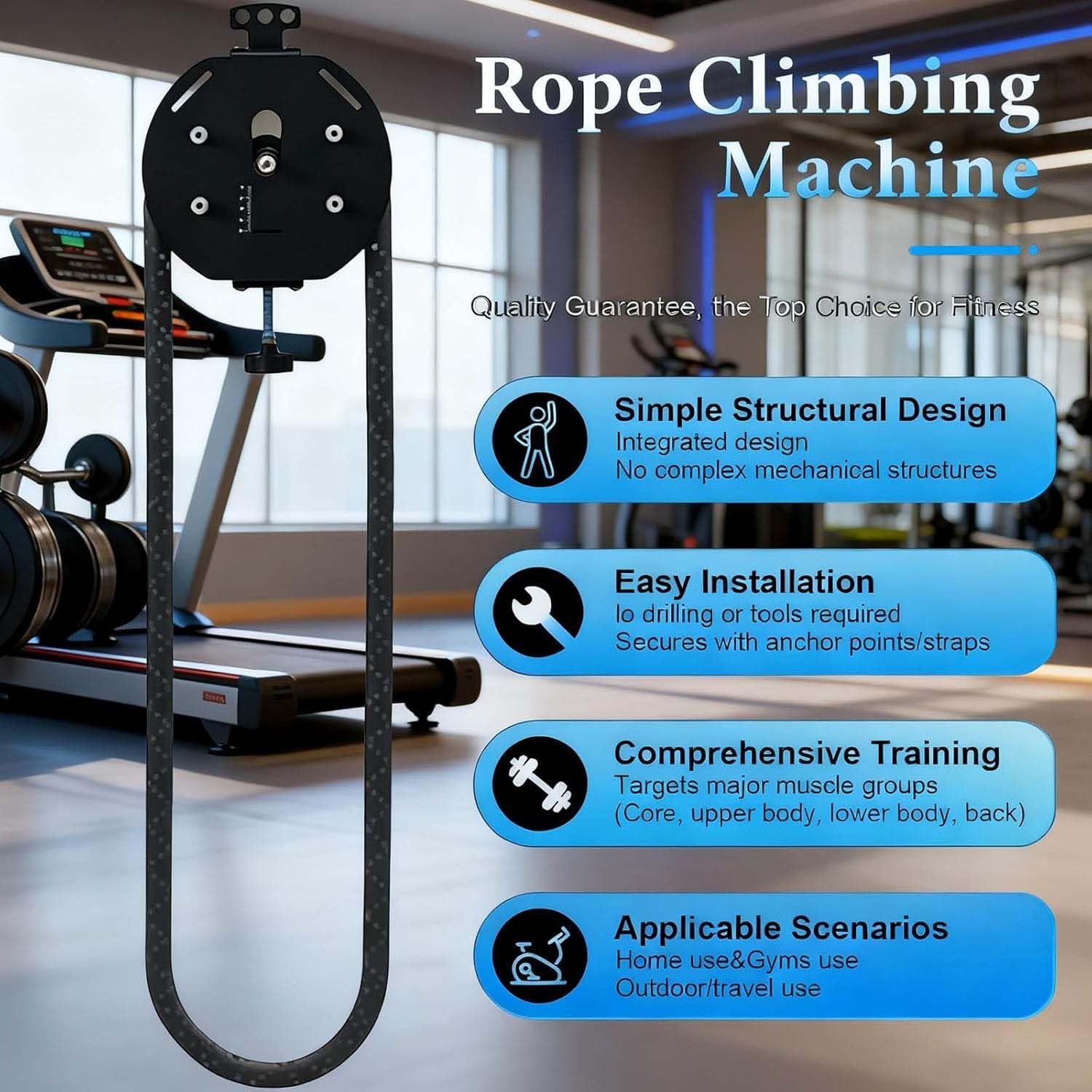 System Treningowy Endless Rope, Przenośny Bloczek Do Ćwiczeń Domowych, Maksymalnym Oporem 30 Kg (66 Funtów). Nośność 150 Kg (330 Funtów) Wspomaga Efektywny Trening Ramion I Pleców.