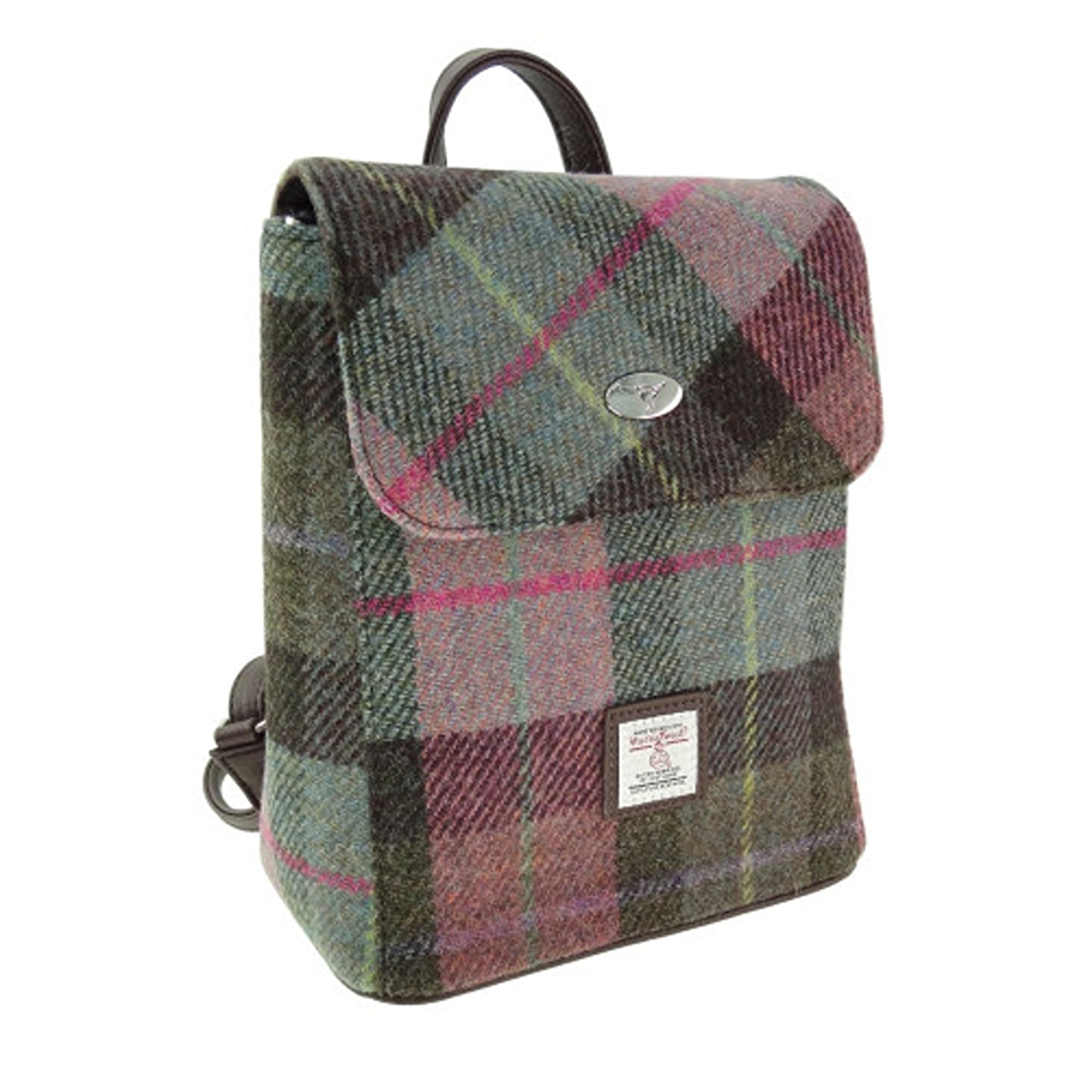 Glen Appin Harris Tweed 'Tummel' Mini Backpack (Col 137 Green Purple)