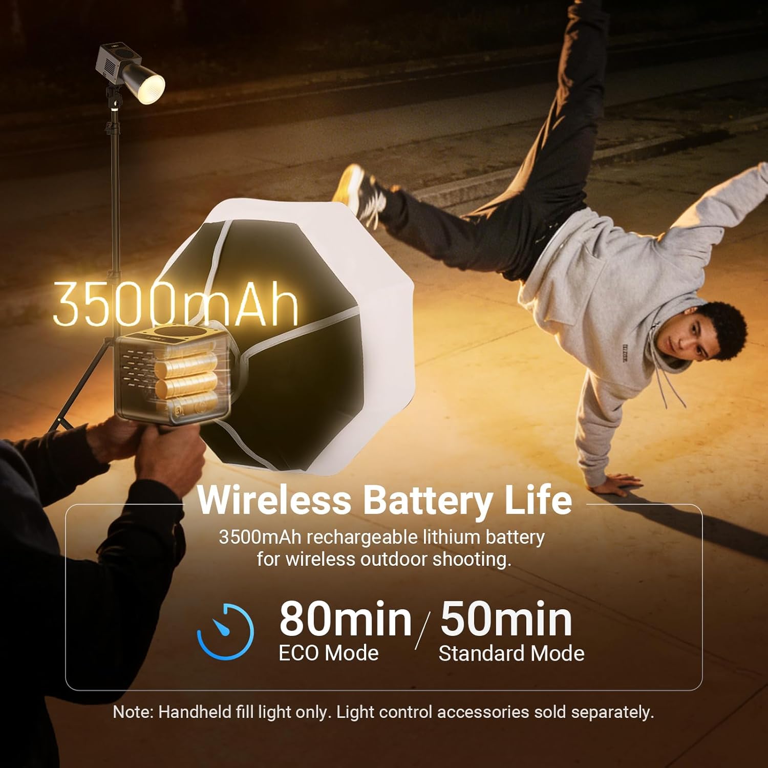NEEWER 60W Mini LED Video Light with 50Wh Battery/100W PD Fast Charging, APP/2.4G Control/NFC, Bi Color Dimmable COB Studio Continuous Output Lighting 44,800 lux/1m 2700-6500K CRI97+ 12 Scenes, HB60B image 3