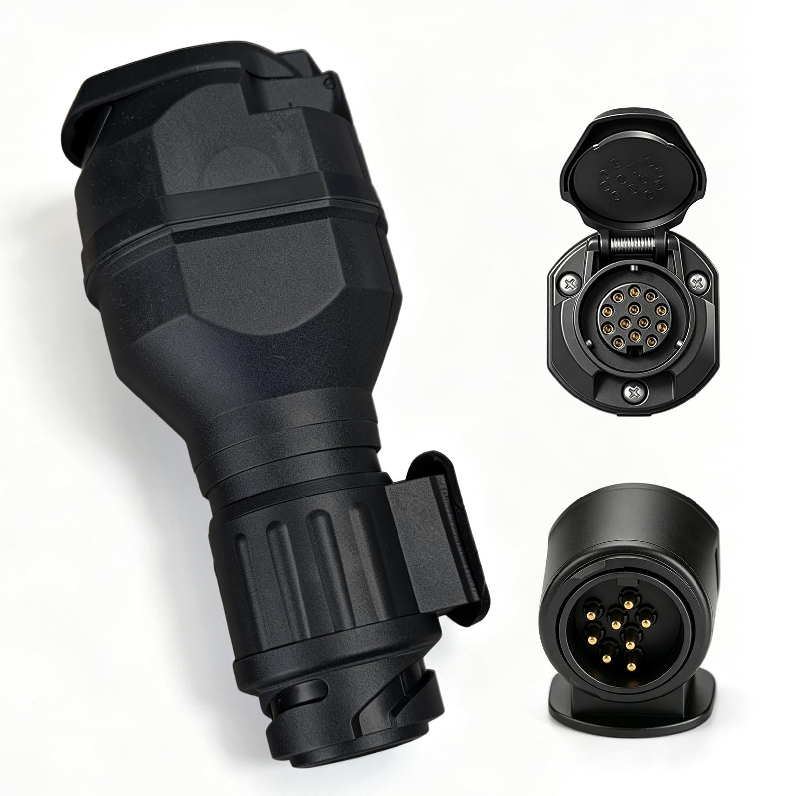 Adapter do przyczepy, 13-biegunowy, Canbus LED, adapter 13-biegunowy na 13-biegunowy, gniazdo 12 V, wtyczka 13-biegunowa z oświetleniem LED, hak holowniczy, adapter do samochodów osobowych