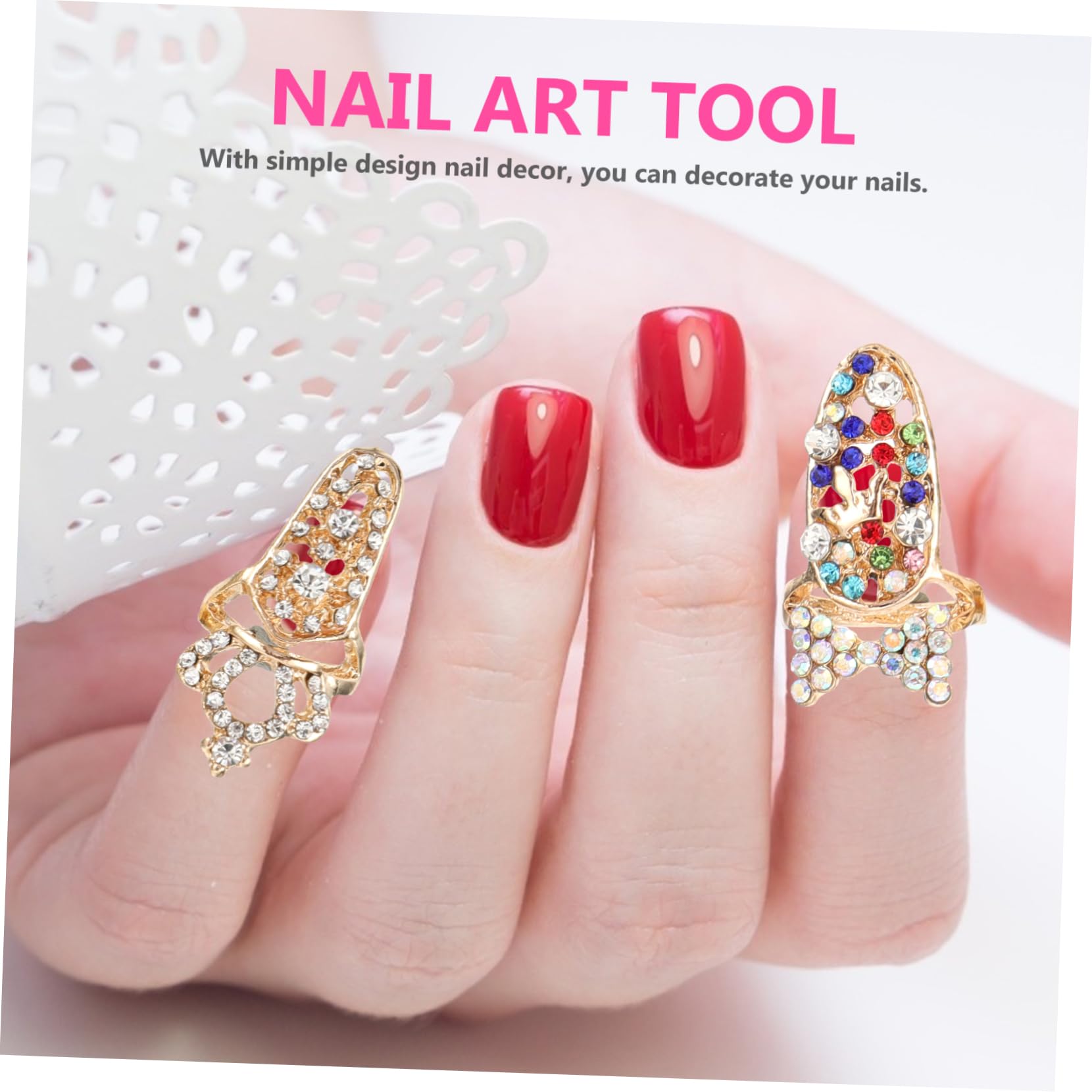 FOMIYES 2 Set Di Ciondoli Per Unghie Per Donne Decorazioni Per Manicure Robusti Gioielli Per Unghie Facile Applicazione 12 Pezzi * 2