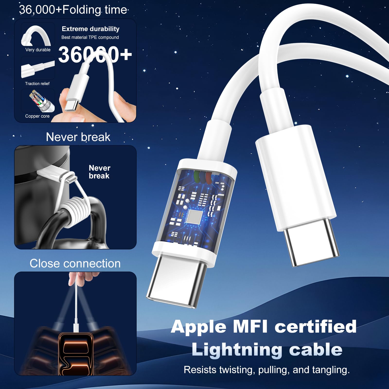 Caricabatterie per iPhone 17, 16, 15, ricarica rapida, confezione da 20 W, per Apple iPad, USB C, con cavo da USB C a C da 1,8 m, per iPhone 17/Pro/Pro Max/17 Air/16/16 Pro/16 Pro Max/15/Plus/Pro/Pro