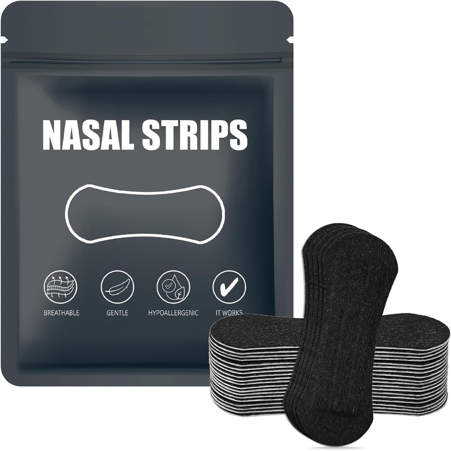 Anti Snoring Nose Strips for Breathing (60 Count) - Athletic Nasal Strips for Snoring & Sleeping - Oil & Sweat Proof Adhesive, Universal Fit, Extra Strength