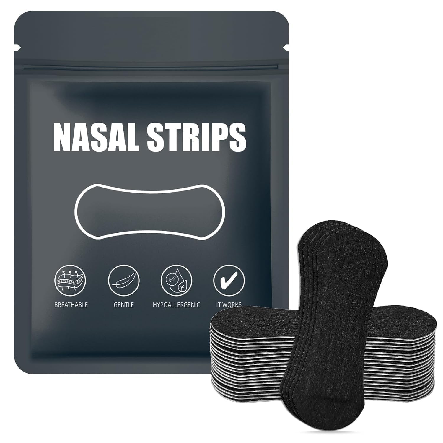 Anti Snoring Nose Strips for Breathing (60 Count) - Athletic Nasal Strips for Snoring & Sleeping - Oil & Sweat Proof Adhesive, Universal Fit, Extra Strength