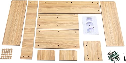 Miniatura 5 de Goudergo Organizador de escritorio de madera, estante de escritorio de oficina negro, estante de escritorio de esquinas redondas, estante de