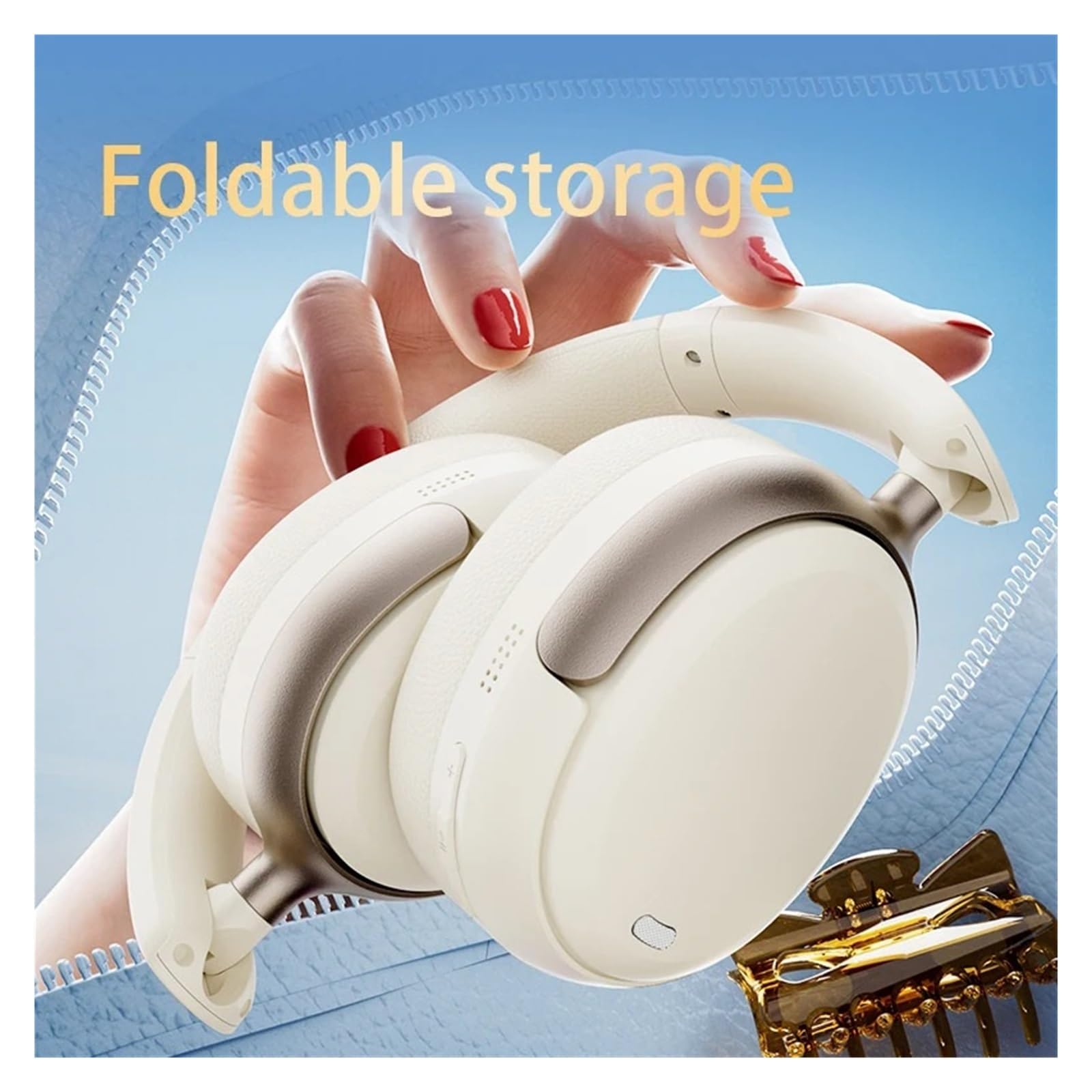 Cuffia 48dB con cancellazione del rumore Auricolare audio spaziale ad alta risoluzione con LDAC Bluetooth 5.4 Auricolare sopra l'orecchio(Black)
