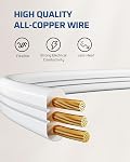 DEWENWILS 3 Outlet Extension Cord with Flat Plug, 20 FT 16/3 Awg Grounded Power Cable for Indoor Use, SPT-3 Cord, White, ETL Listed, 2 Pack