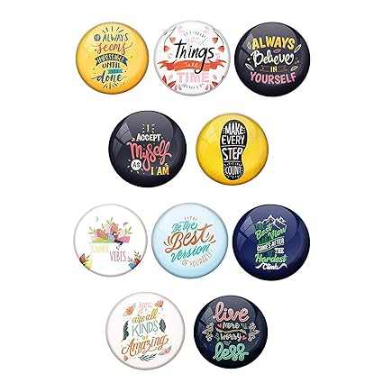 AVI Metal Happy Positive Quotes PQ 13 Design Fridge Magnet (Multicolour) - Pack of 10