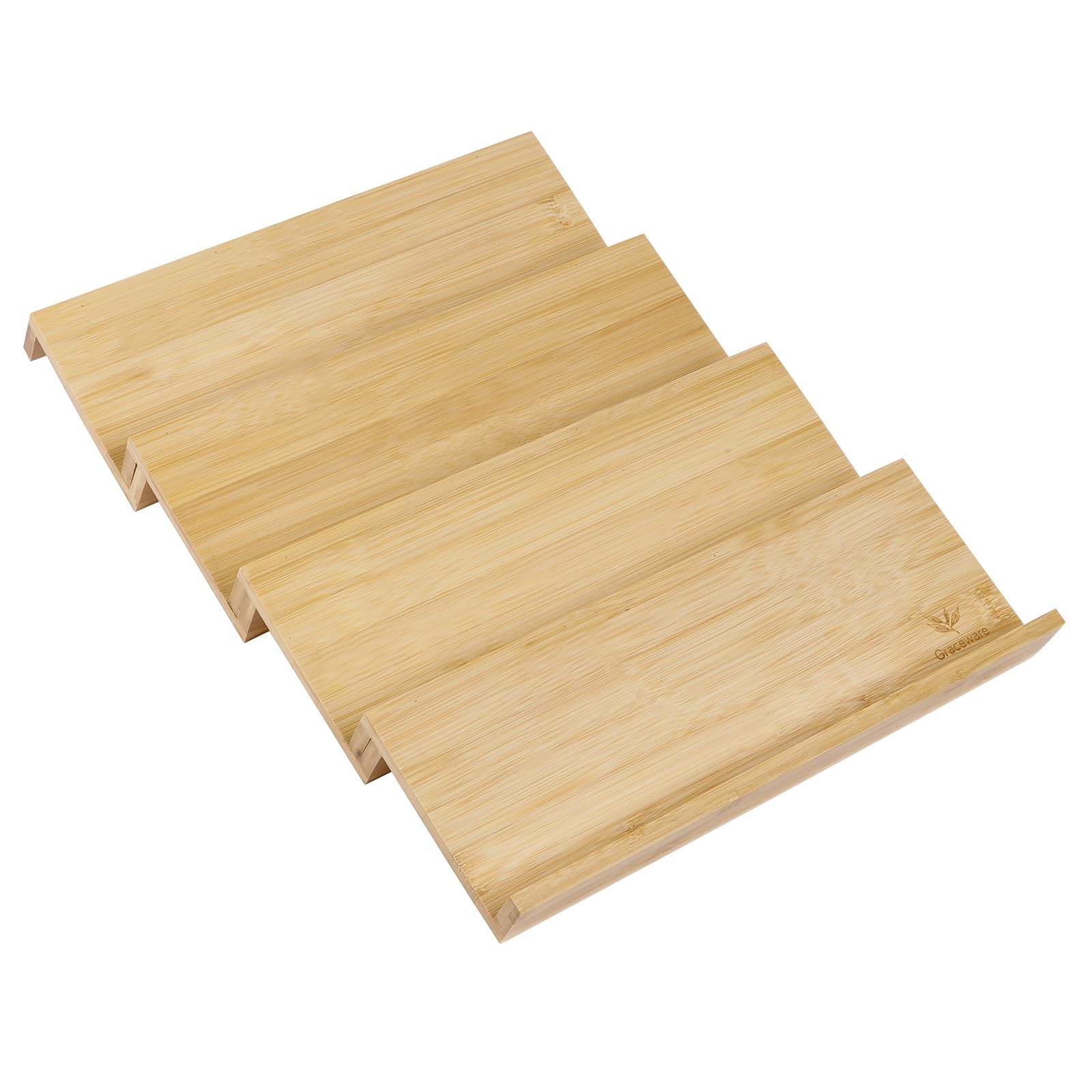 Bamboo Spice Drawer Organizer, 4 Tier Stackable Spice Rack for Cabinet (4.8