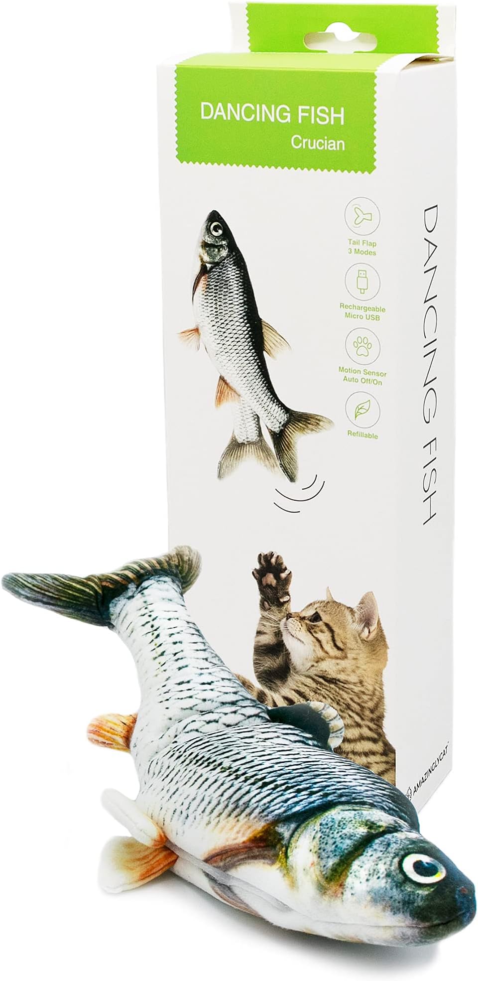 Flopping Fish Cat Toy Interactive Cat Fish Toy for Indoor Cats 2 Catnip Packets