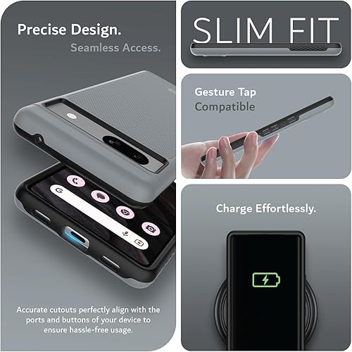 Vista 264 de TUDIA MergeGrip - Funda para Google Pixel 7a 2023, [probada en caídas de grado militar] borde elevado para protección de pantalla y cámara, doble