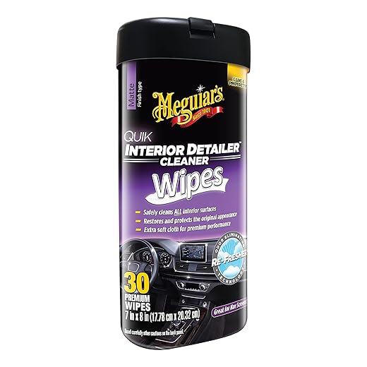 Meguiar's Quik Interior Detailer Wipes - This Non-Greasy Formula Cleans and Protects All Interior Surfaces - All Surface Car Wipes with UV Protection,Car Interior Cleaning, 30 Count