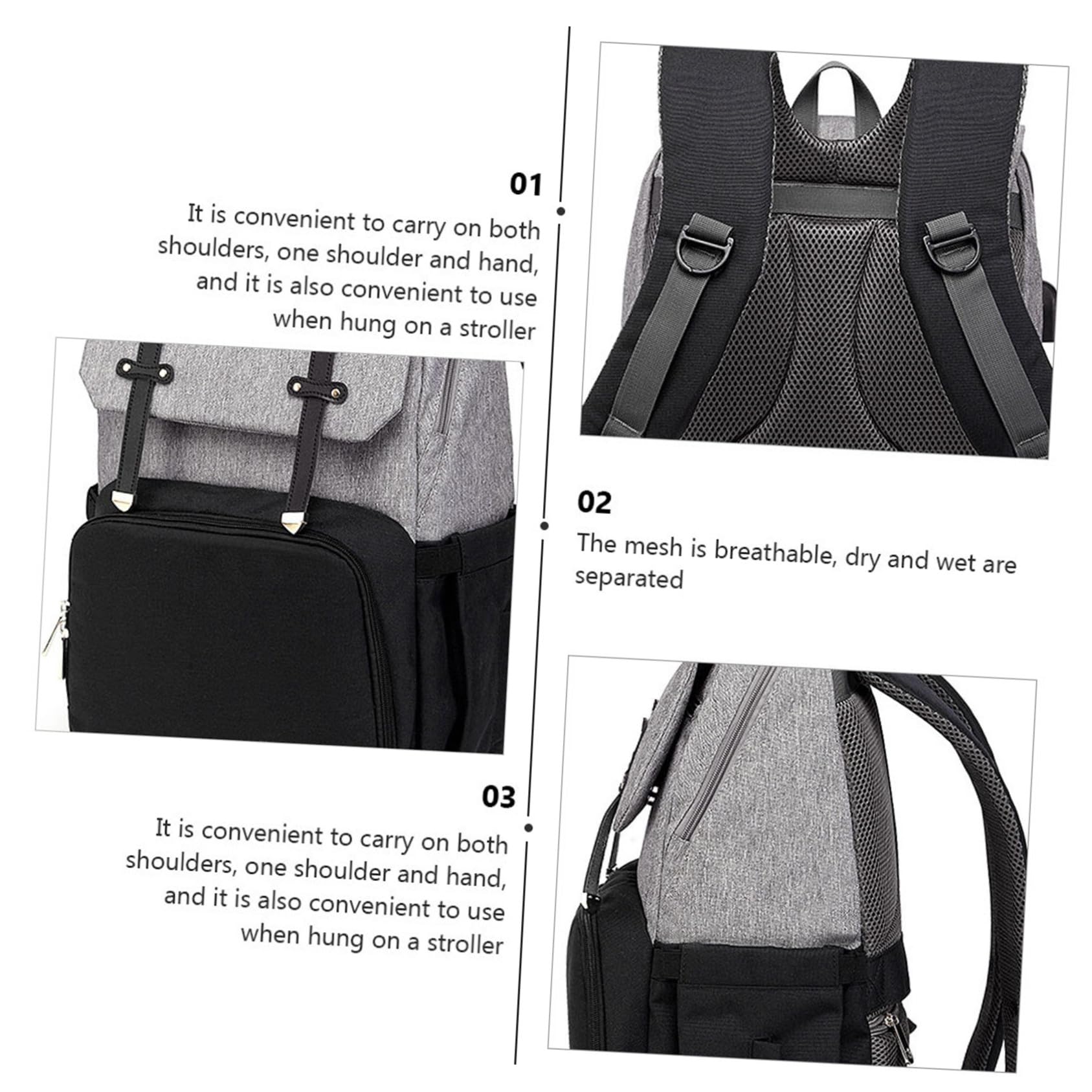 GALPADA Multifunktionaler Mehrzweckwickelrucksack für Mama mit Großer Kapazität aus Strapazierfähigem Oxford Stoff für Ausflüge und Alltag
