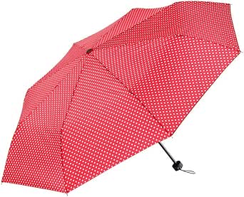Ayygift Fashion Travel Folding Parasol Polka Dot Rain Sun Umbrella (red)