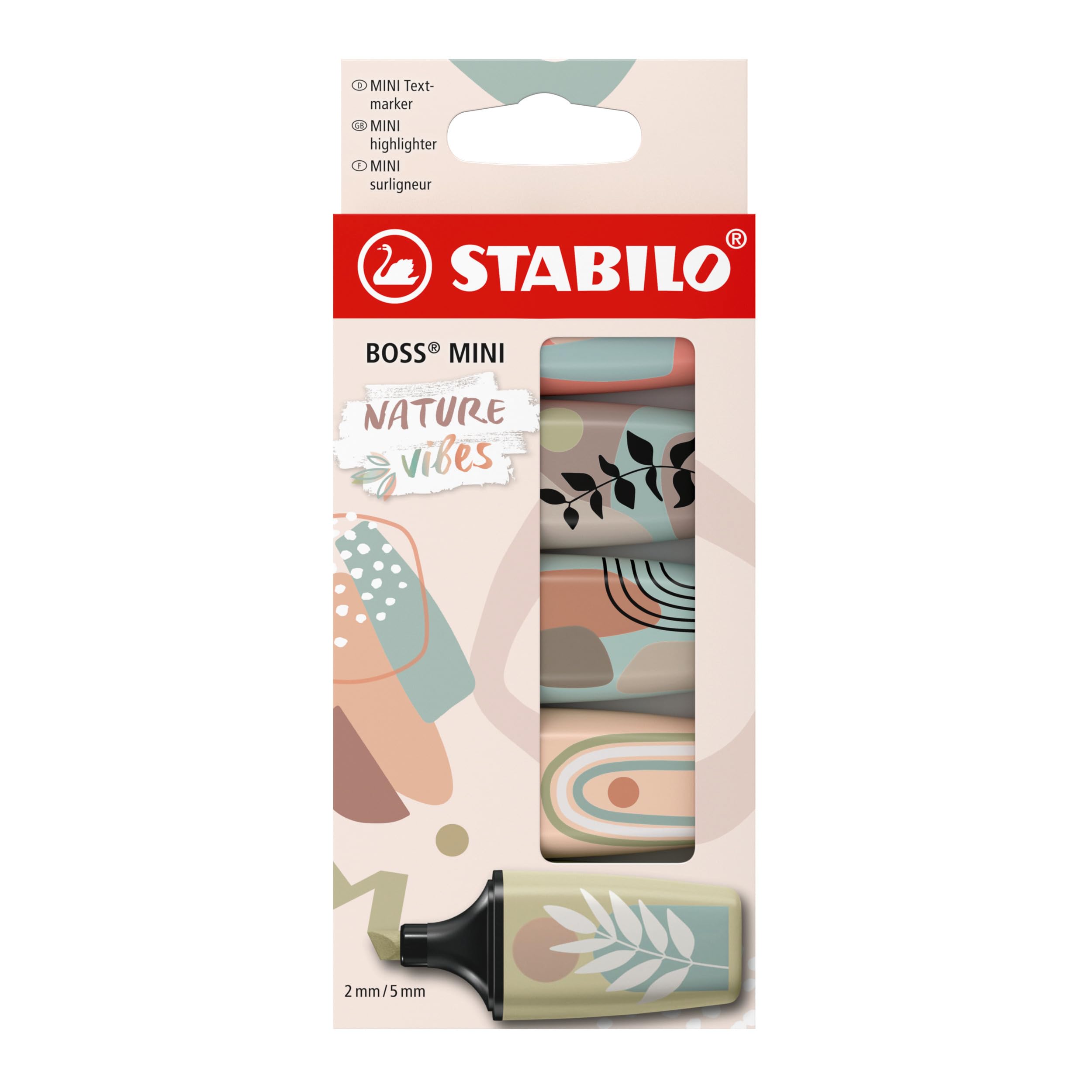 STABILO BOSS MINI Naturevibes - Highlighter - Pack of 5 - Assorted Colours