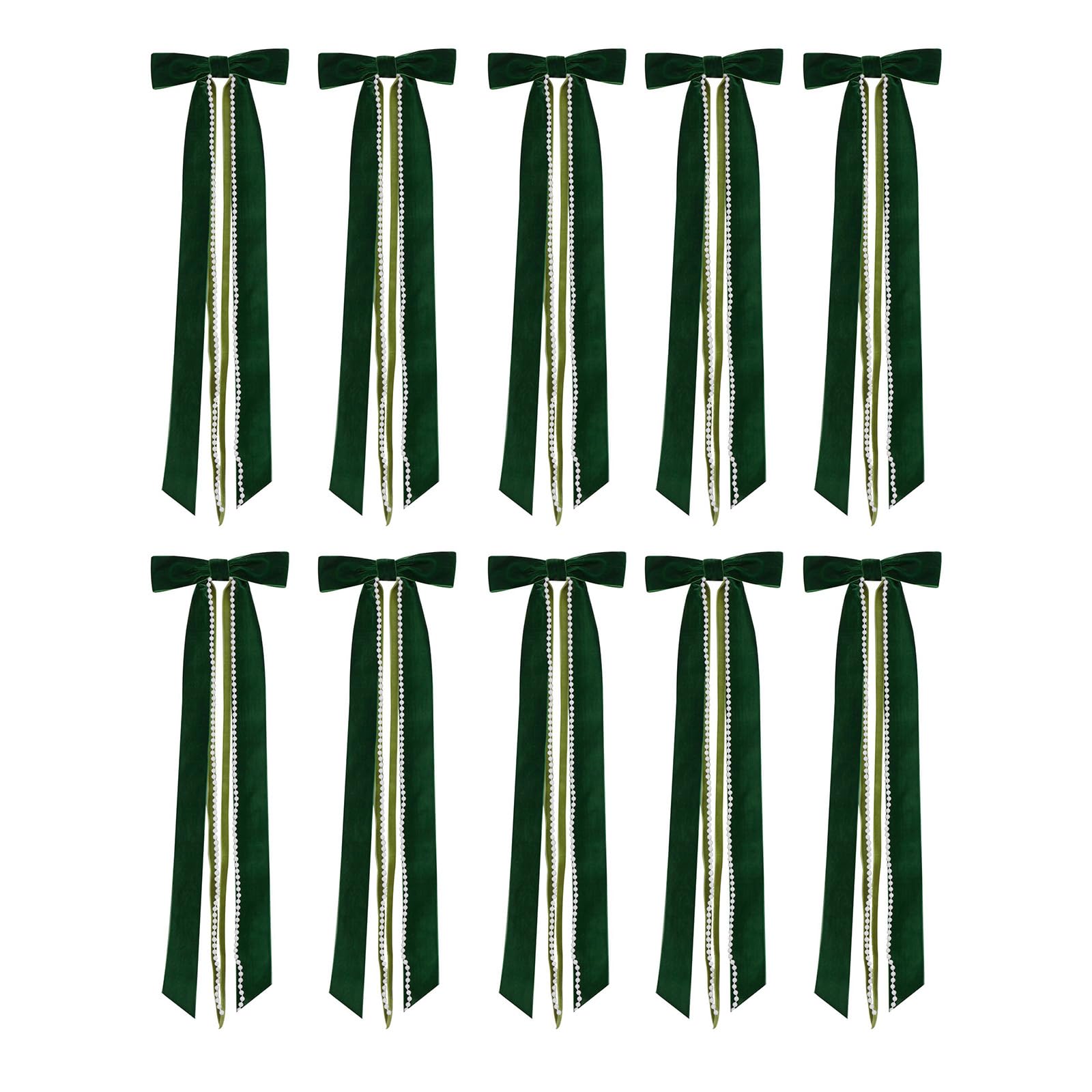 KAQNTUD Pack of 10 Beads Bowknot Velvet Fabric Ornament for Tree Wreath, Mantle, Festival, Celebration, Velvety Christmas Bowknot with Beads