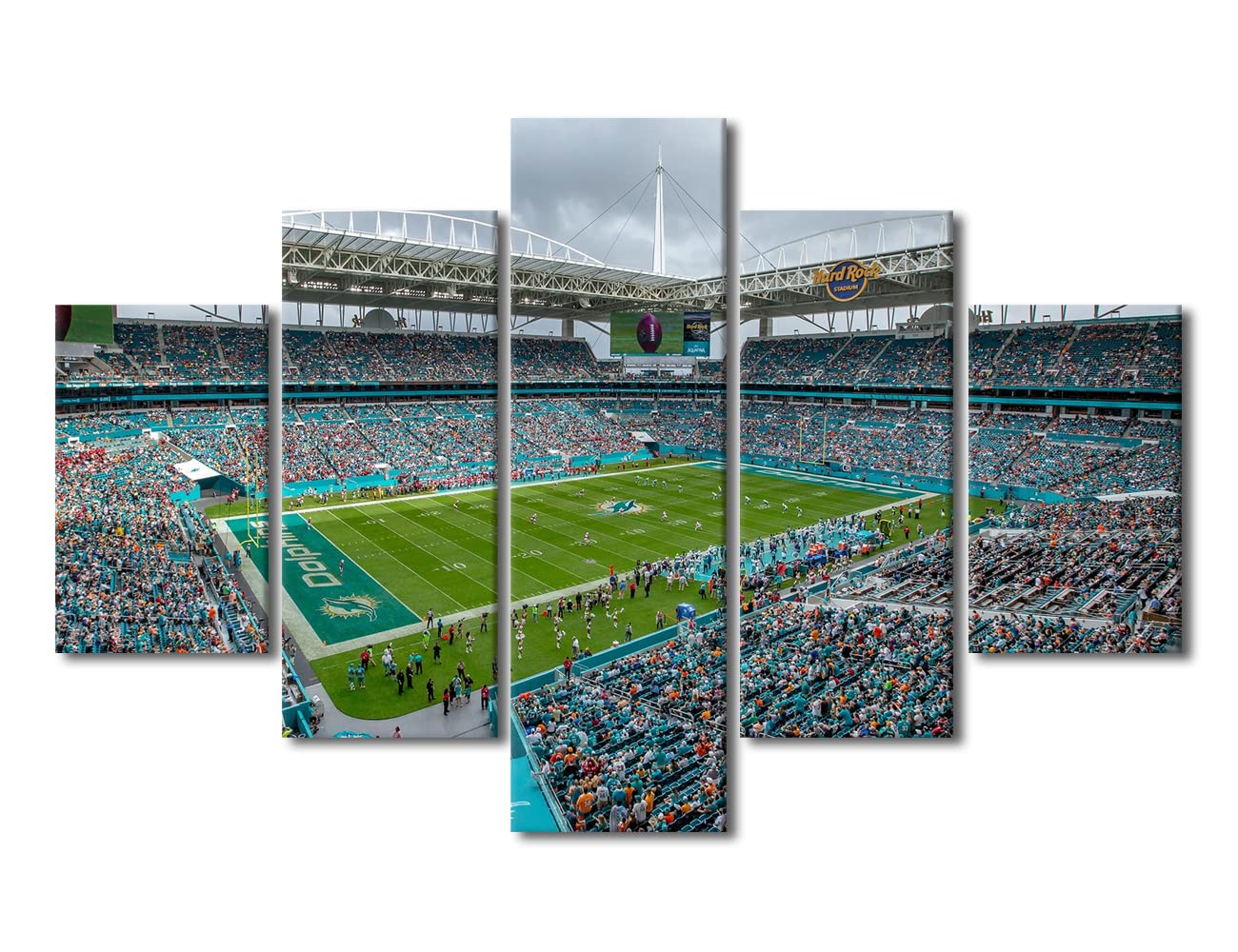 TUMOVO 5-teiliges Wandkunst, Hard Rock Stadion, Gemälde auf Leinwand, American Football Team, Bilder für Schlafzimmer, Heimdekoration, Sport, moderne Kunstwerk, Gemälde, gespannter Rahmen, fertig zum