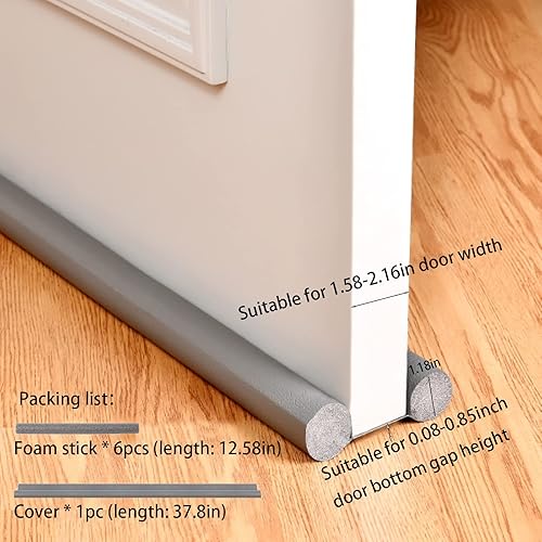 Miniatura 2 de Tapón de puerta para puerta y parte inferior de la puerta, bloqueador de ruido, tope de corrientes de aire para mantener el calor dentro y el frío