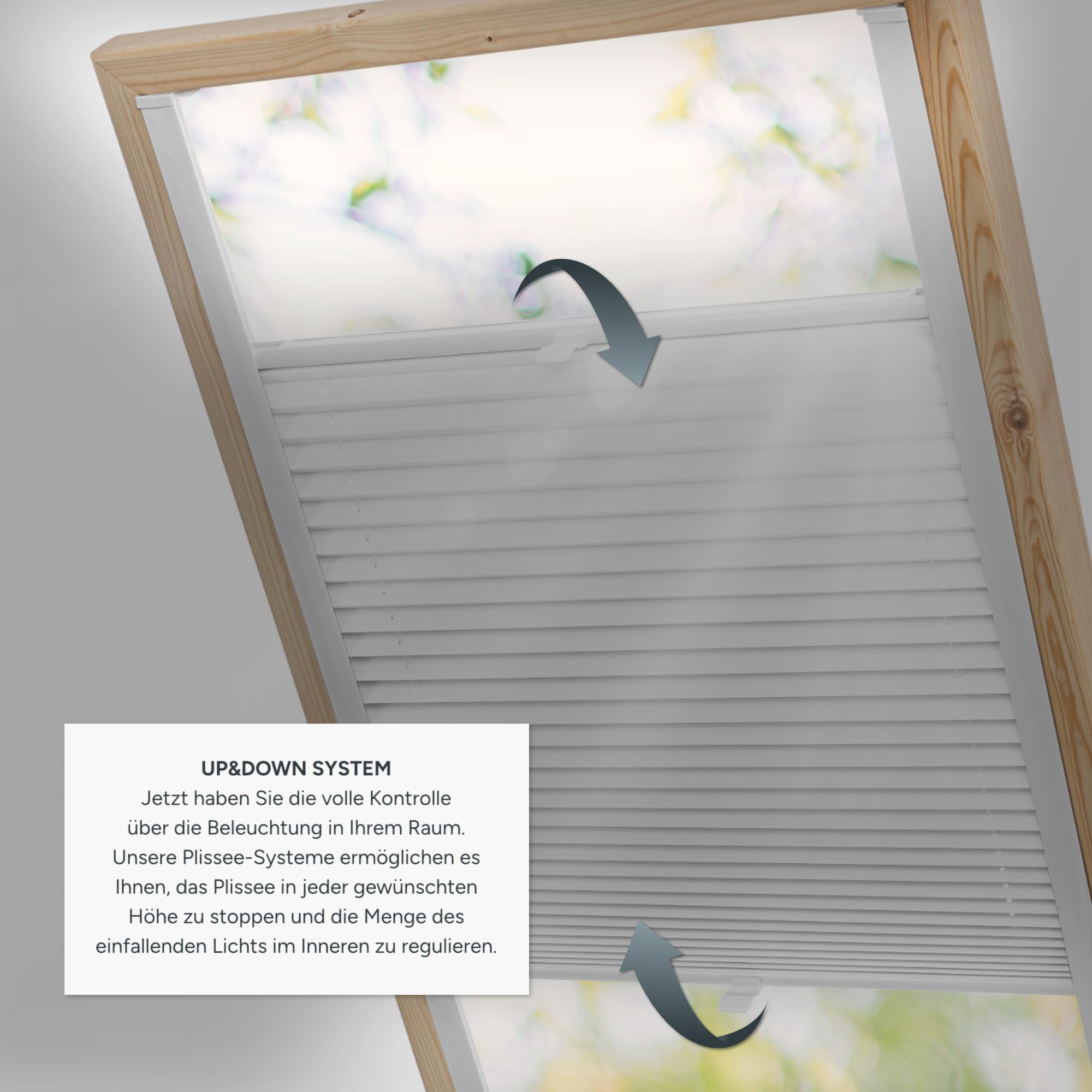 Obscurcissement de la fenêtre de Toit, Store plissé Thermique avec perçage pour fenêtres Velux - Modèle: MK04 - Couleur du Tissu: Blackout Blanc-Blanc - Store de Toit plissé intérieur