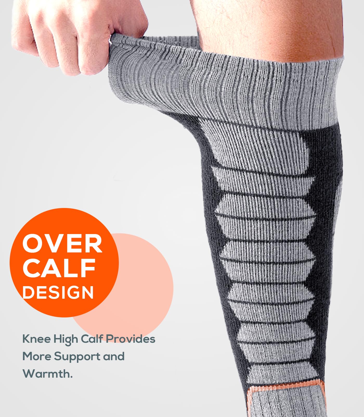 Chaussettes de Ski Homme - Chaussettes de Ski en Mérinos,Respirantes et Confortables,Idéales pour Ski,Snowboard et Sports d'Hiver