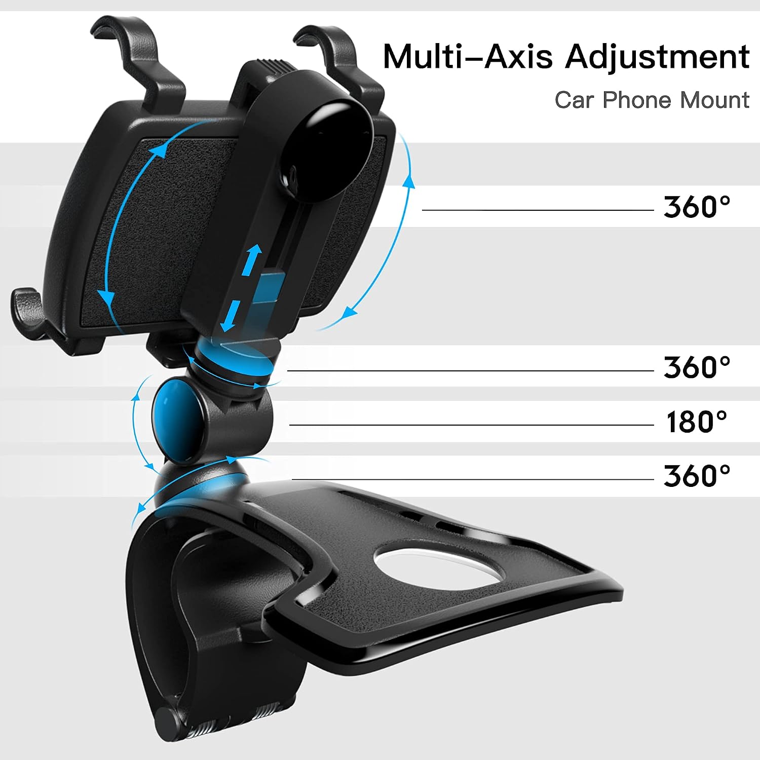 pzoz Car Phone Holder, Multi-Axis 360 Degree Rotation Cell Phone Mount for Car Dashboard Clip Mount Stand Compatible for iPhone 11/12/ 13 Pro Max XS Max XR 8 8Plus 7 Samsung Galaxy S21 S20 FE
