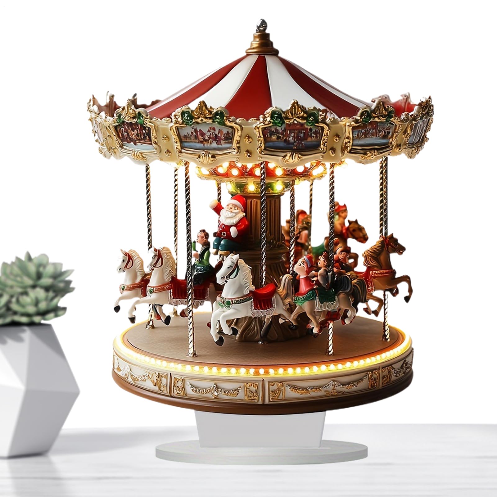 Wesleyyy クリスマス装飾 カルーセル形状 | ヴィンテージ 装飾 オーナメント | 2Dフェスティブデコ アクリルペンダント 寝室 パーティー フェスティバル用