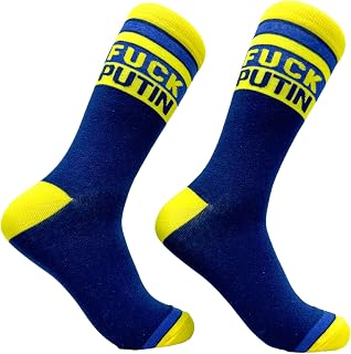 Crazy Dog T-Shirts Mens F-Putin Statement Crew Socks – Bold Protest & Activism Design – Democracy, Justice & Human Rights Support – Comfortable Cotton Novelty Gift