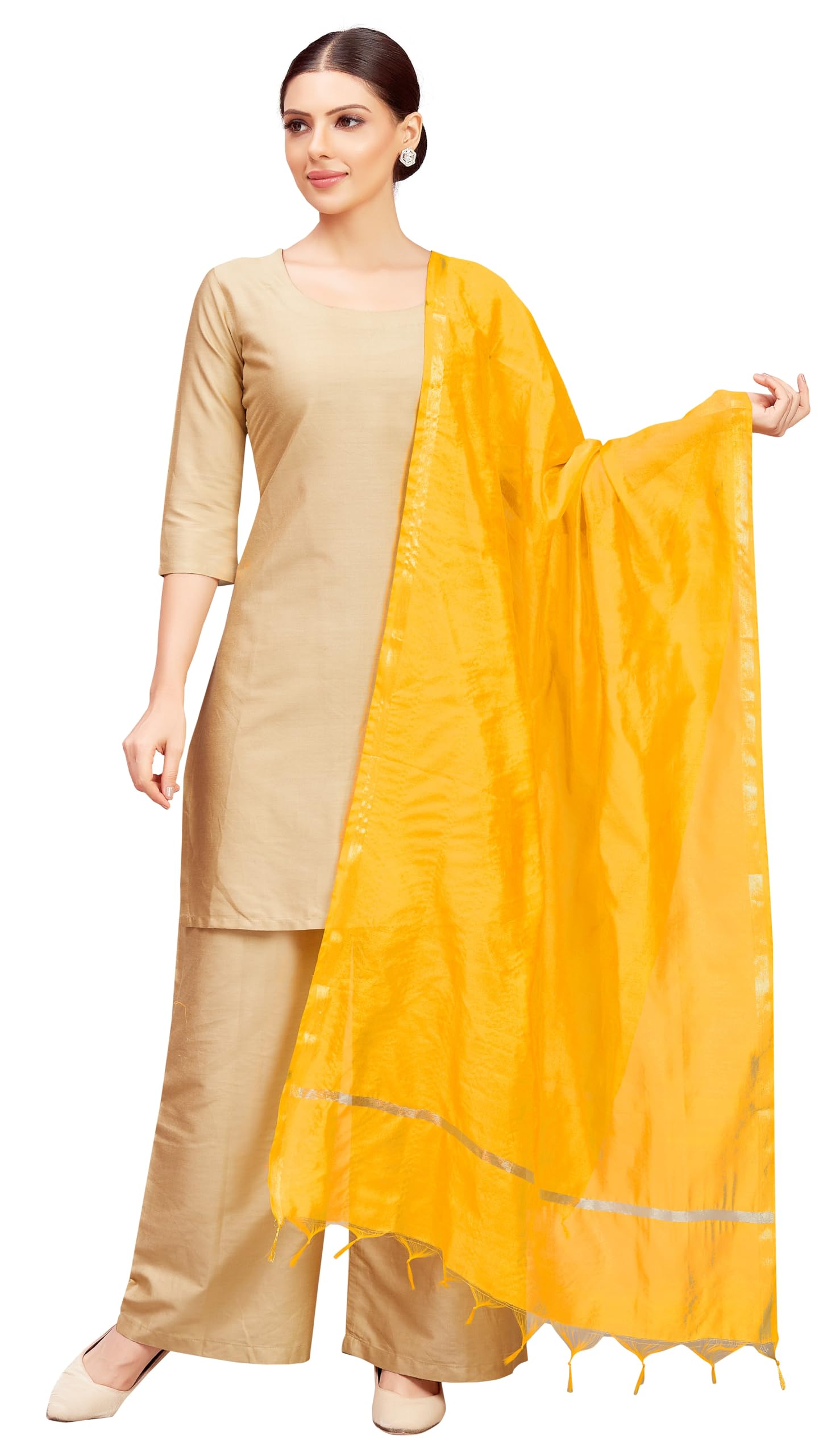 Studio ShringaarWomen's Chanderi Silk Blend Handloom Dupatta (32" X 2.35 Meters)