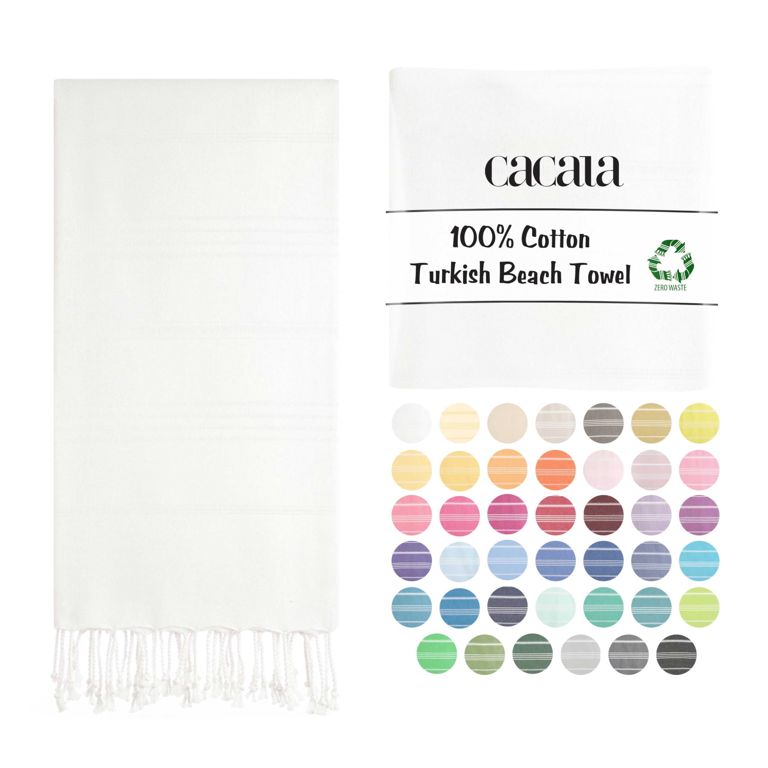 Cacala Lightweight and Thin Turkish Beach Towel 100% Cotton Sand-Free and Quick-Drying Goodness Perfect as an Extra Large Travel Towel, Beach
