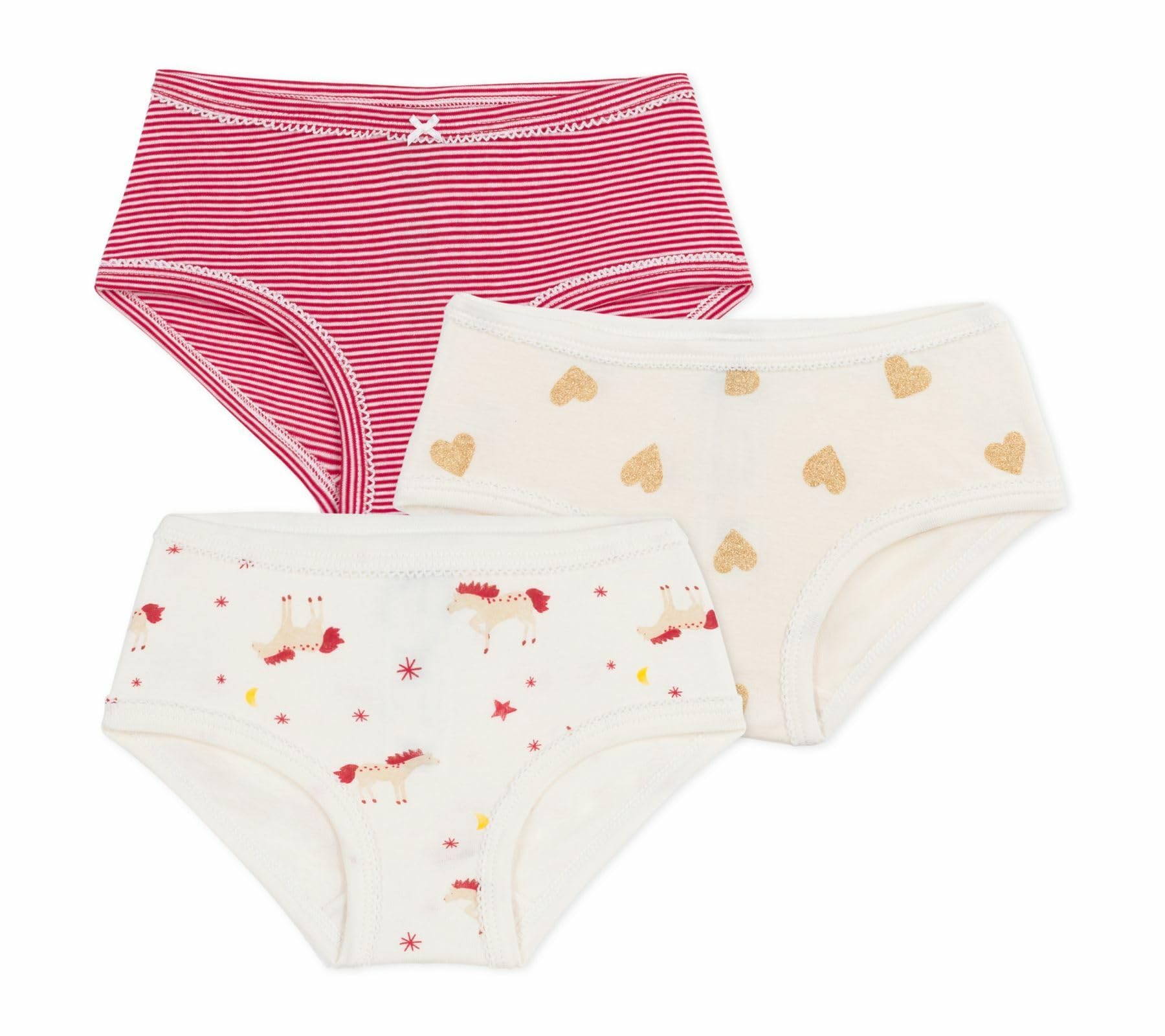 Petit Bateau 3 Culottes Unterwäsche für den Tag, Mehrfarbig, 8 Jahre