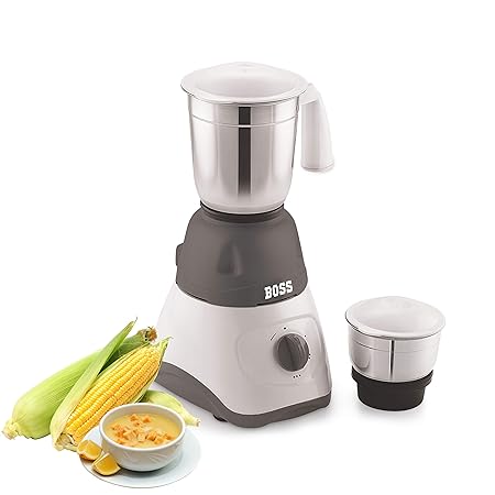 Boss Pearl Mixer Grinder, 500W, 2 Jars (Grey)