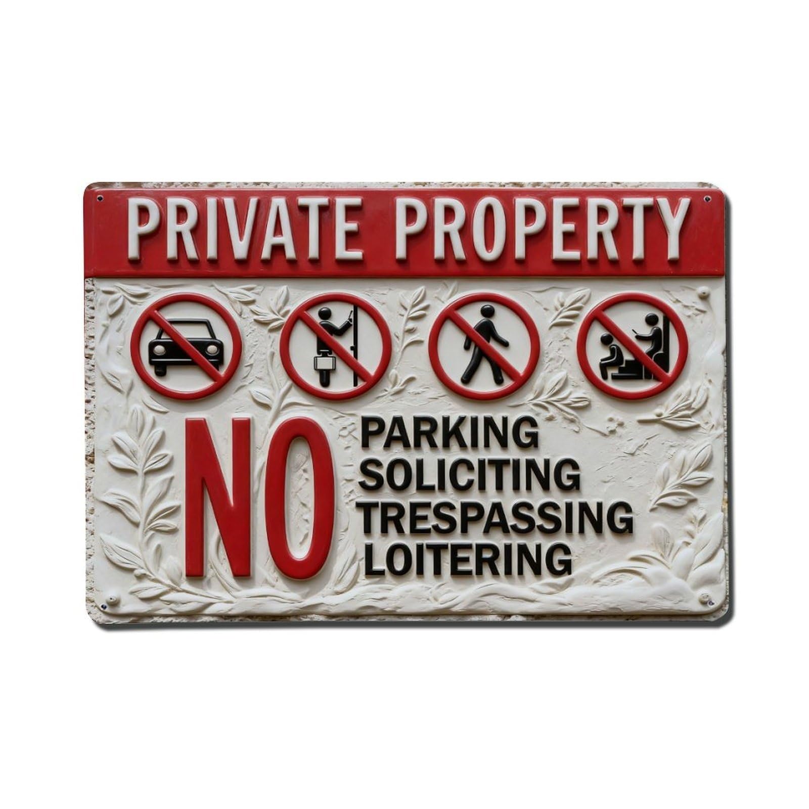 Iageret Vintage Private Property No Parking Soliciting Trespassing Loitering Metal Tin Sign Retro Wall Decor, Bar Garage Cafe Kitchen Home Wall Art Poster Decoration 8X12inches