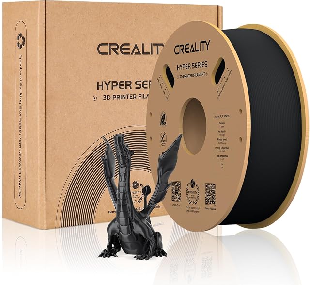 Creality Official PLA Filament Hyper Series PLA Super Printing Speed 30-600mm/s 1.75mm 1KG Spool, 3D Printing Filament for 3D Printers - Black