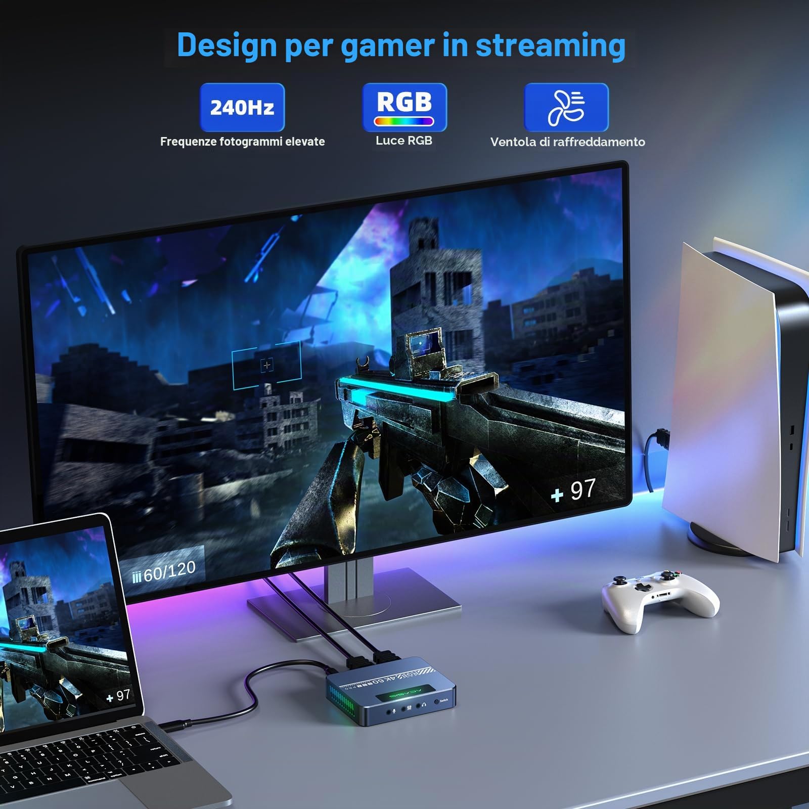 ACASIS Scheda di acquisizione video 4K60fps per streaming e giochi, scheda di acquisizione fotocamera esterna, supporto VRR, registrazione 4K60 vera per giochi, streaming live, videoconferenze,