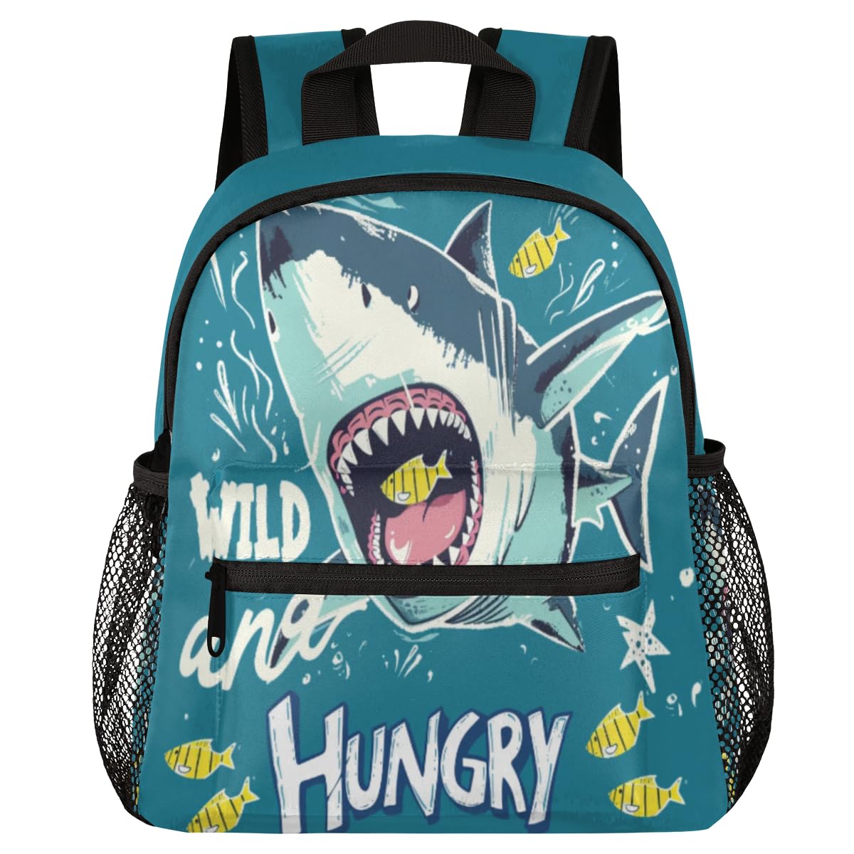 cfpolar Ocean Hungry Shark Kids Backpacks for Boys Girls, Cute Toddler Backpack Preschool Kindergarten Elementary School Backpack Lightweight Mini Shoulder Bookbag Casual Daypack with Chest Strap
